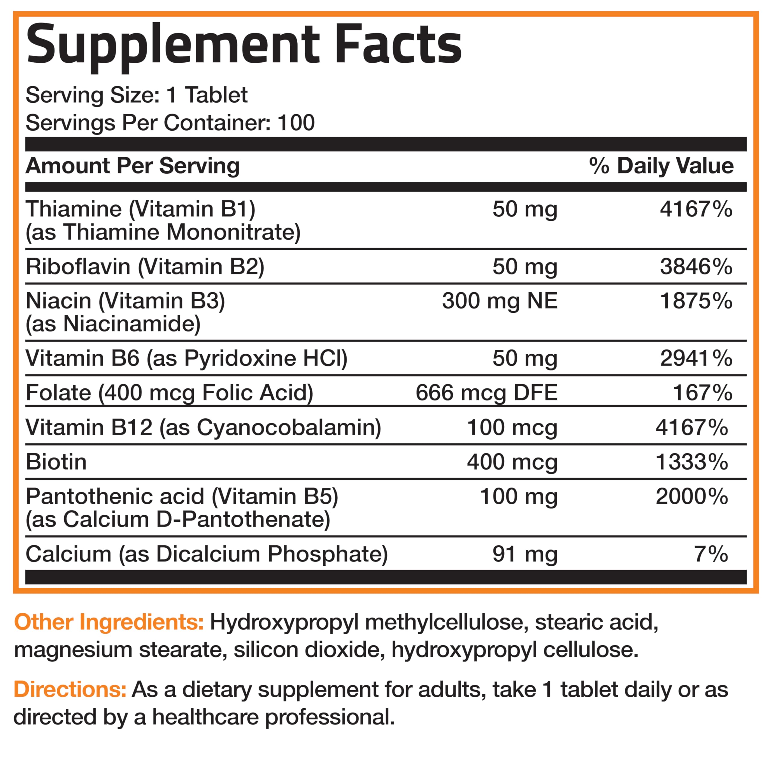 Back of bottle with supplement facts and cGMP note