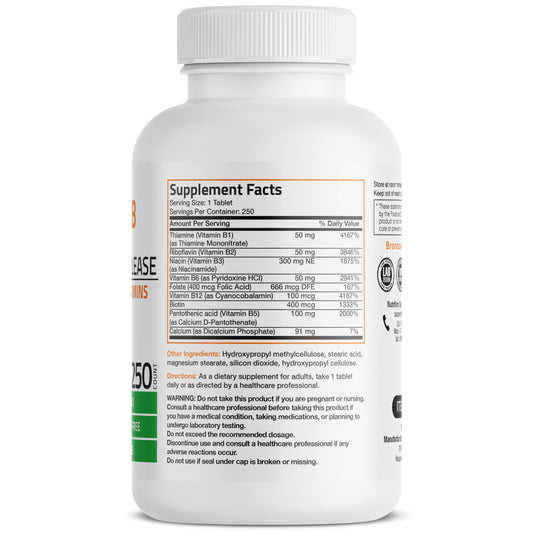 Tablets close-up showing B vitamin content