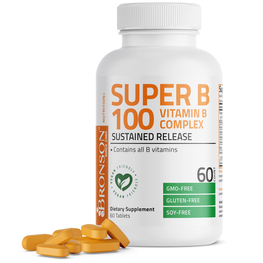 Bronson Super B100 Vitamin B Complex bottle label