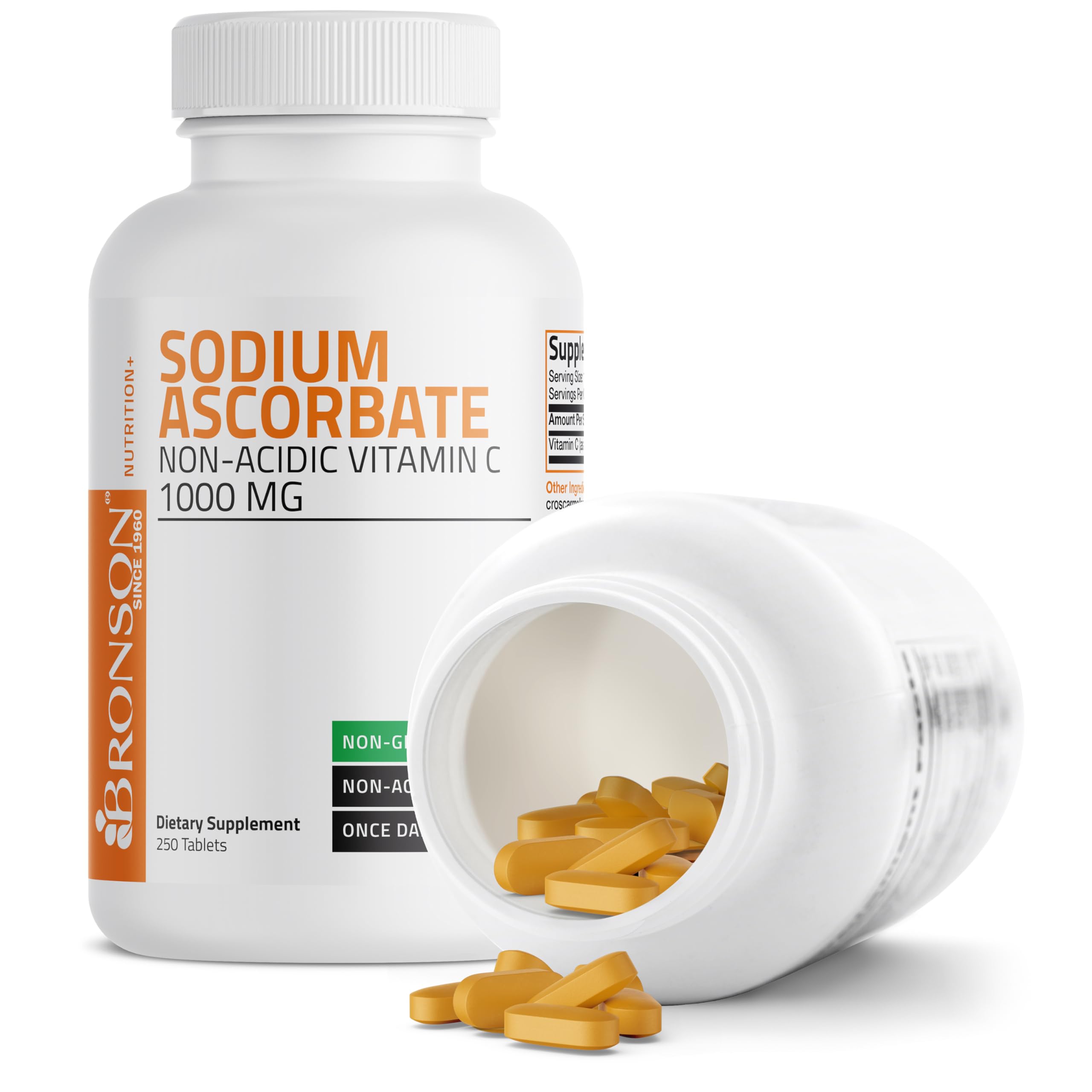 Supplement facts close-up for Bronson Sodium Ascorbate