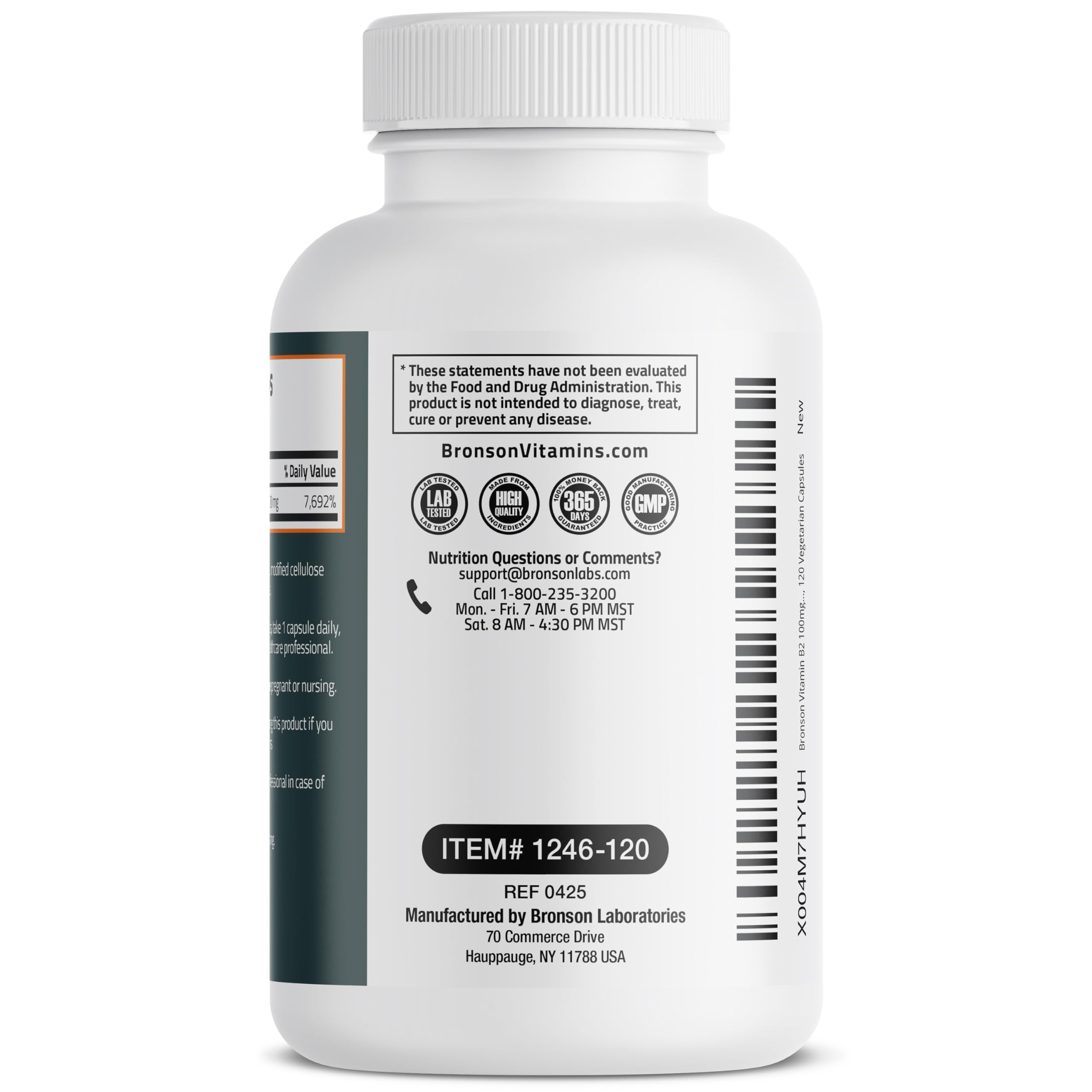 Bottle containing 120 vegetarian capsules