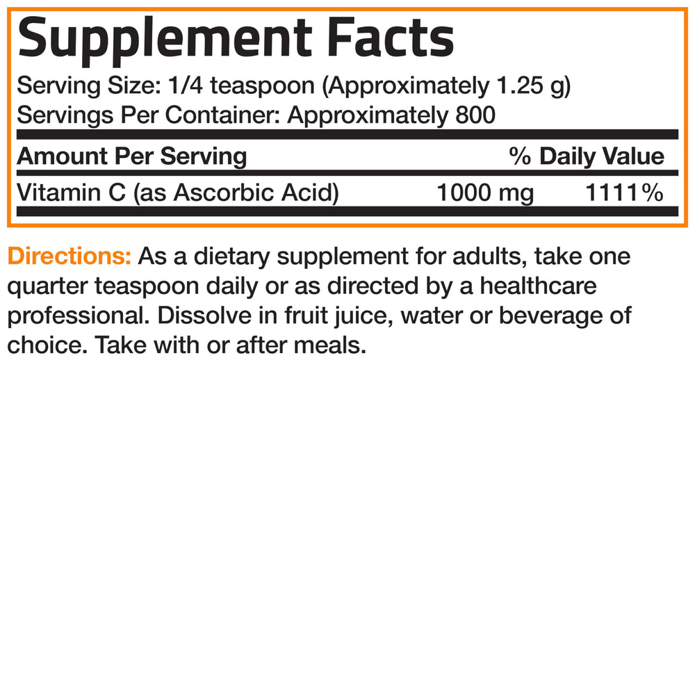 Serving scoop of Vitamin C powder with bottle