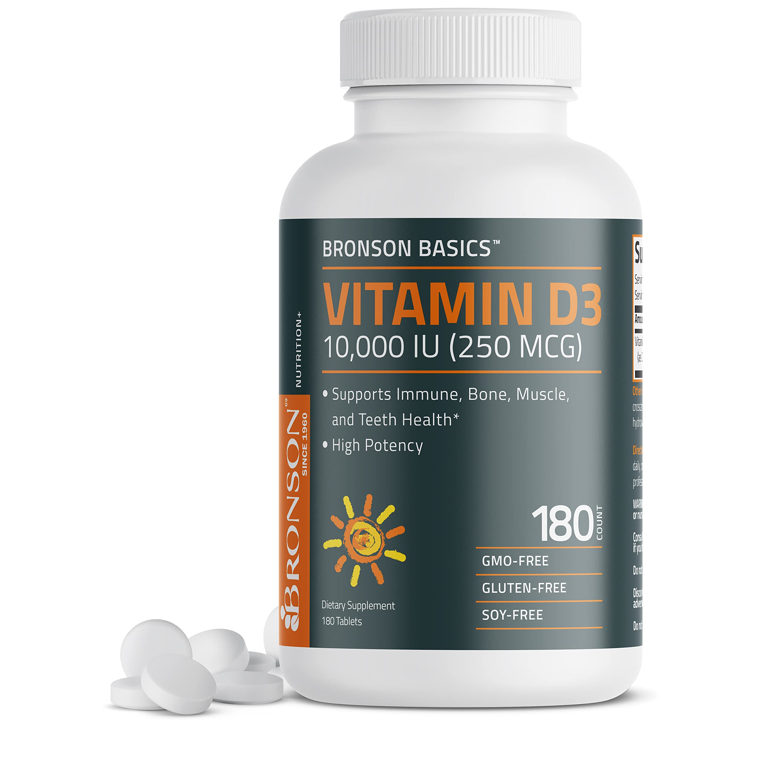 Bronson Vitamin D3 10,000 IU bottle label