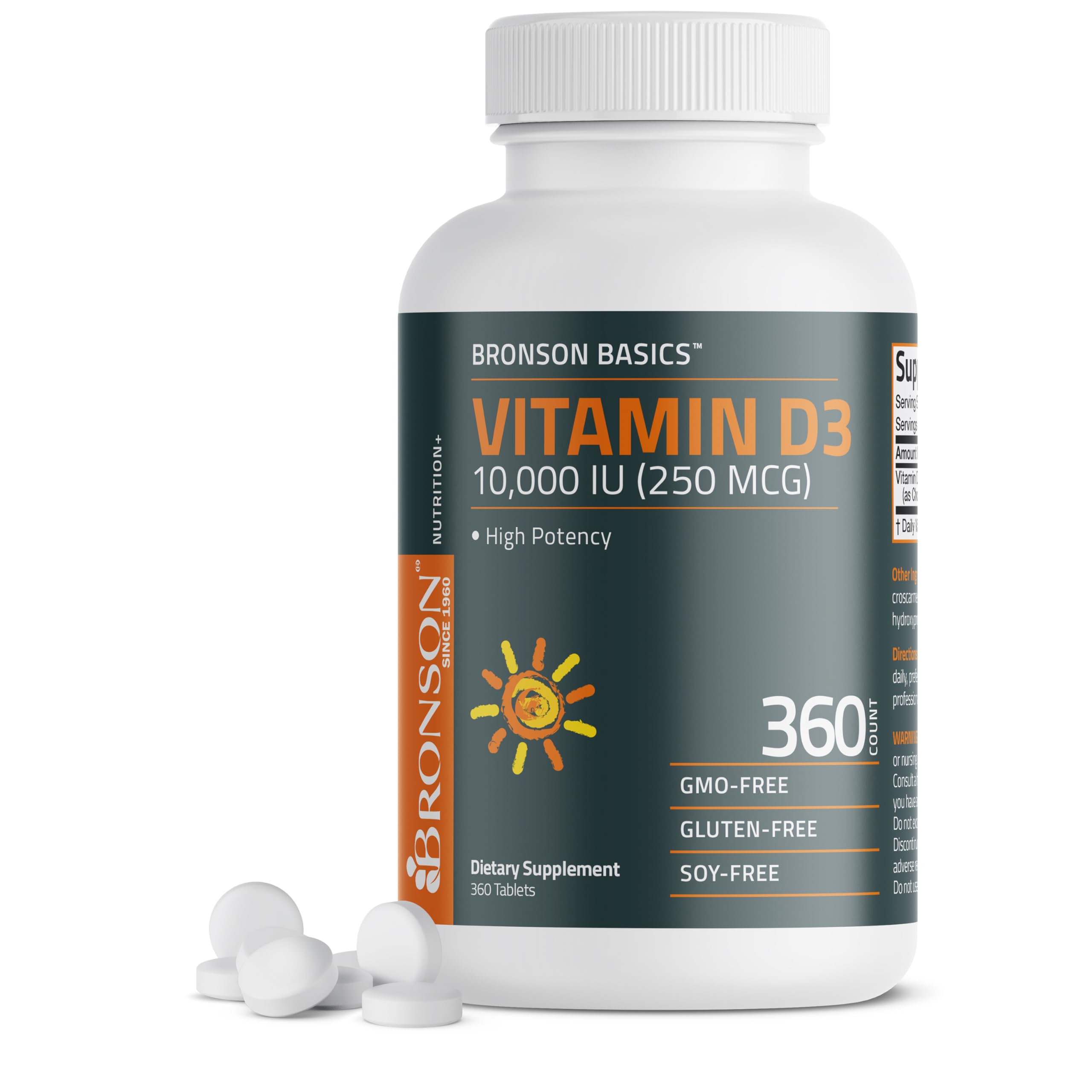 Bronson Vitamin D3 10,000 IU bottle with label