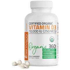 Bronson Vitamin D3 10,000 IU Organic Bottle - 360 Tablets
