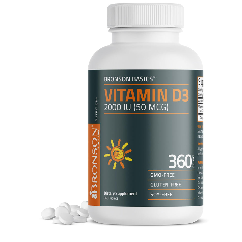 Bronson Vitamin D3 2000 IU bottle label