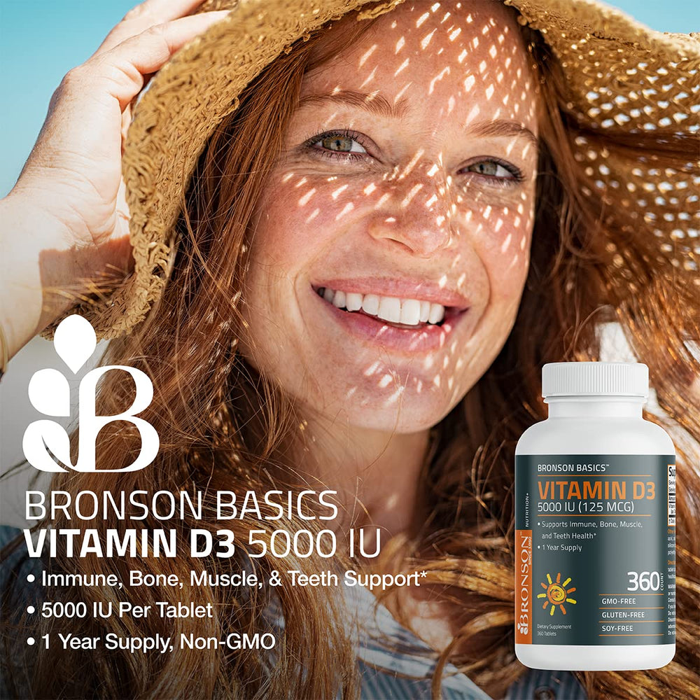 Bronson Vitamin D3 5000 IU tablet promoting immune support
