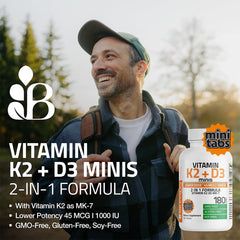 Vitamin K2 MK-7 and D3 Minis tablet close-up