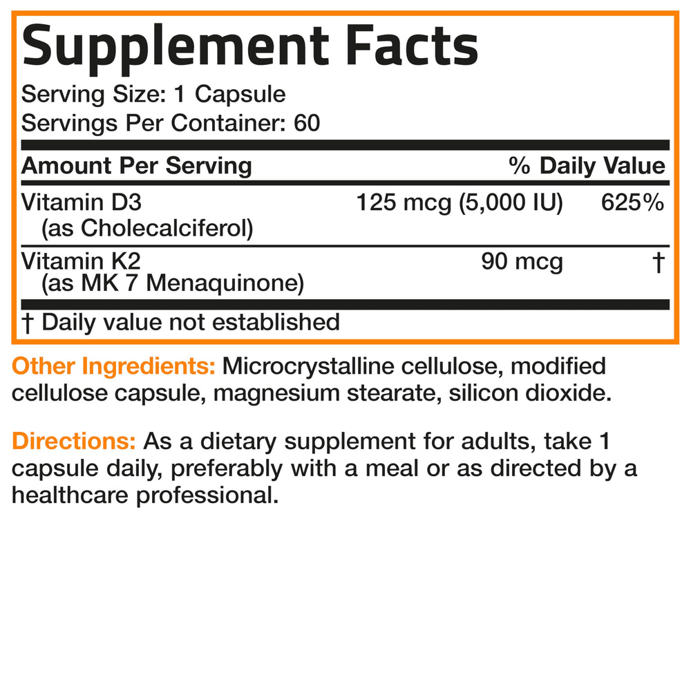 Bronson Vitamin K2 D3 MK-7 supplement with packaging