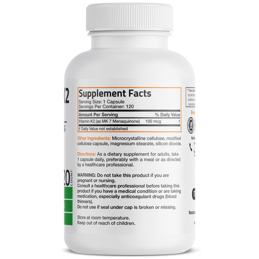 Bronson Vitamin K2 MK-7 product shot with bottle and label