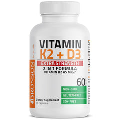 60 capsules bottle of Bronson K2 D3 supplement