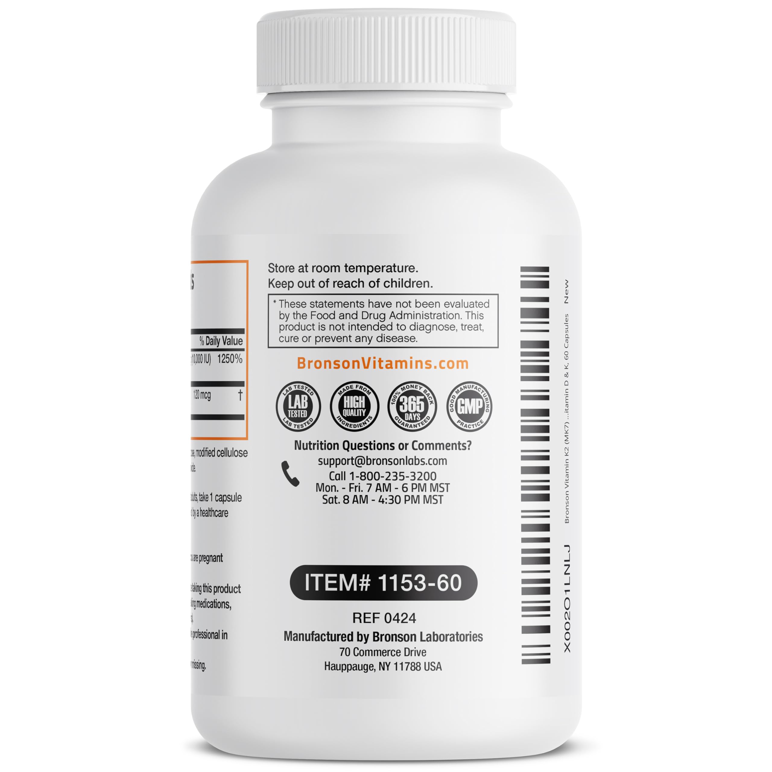 Non-GMO badge on Bronson K2 D3 bottle