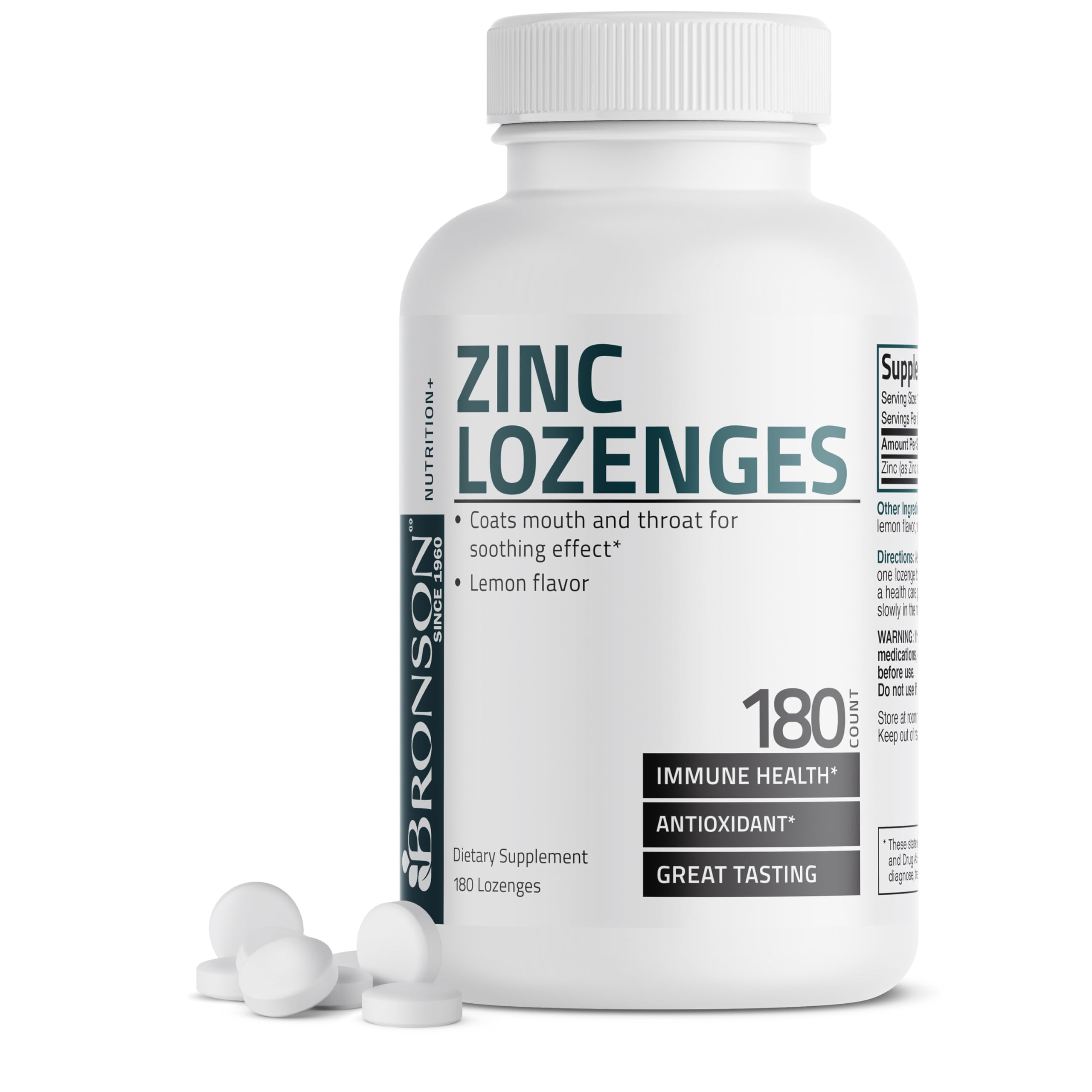Bronson Zinc Lozenges Lemon Flavor packaging