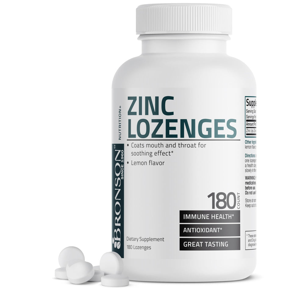 Bronson Zinc Lozenges Lemon Flavor packaging
