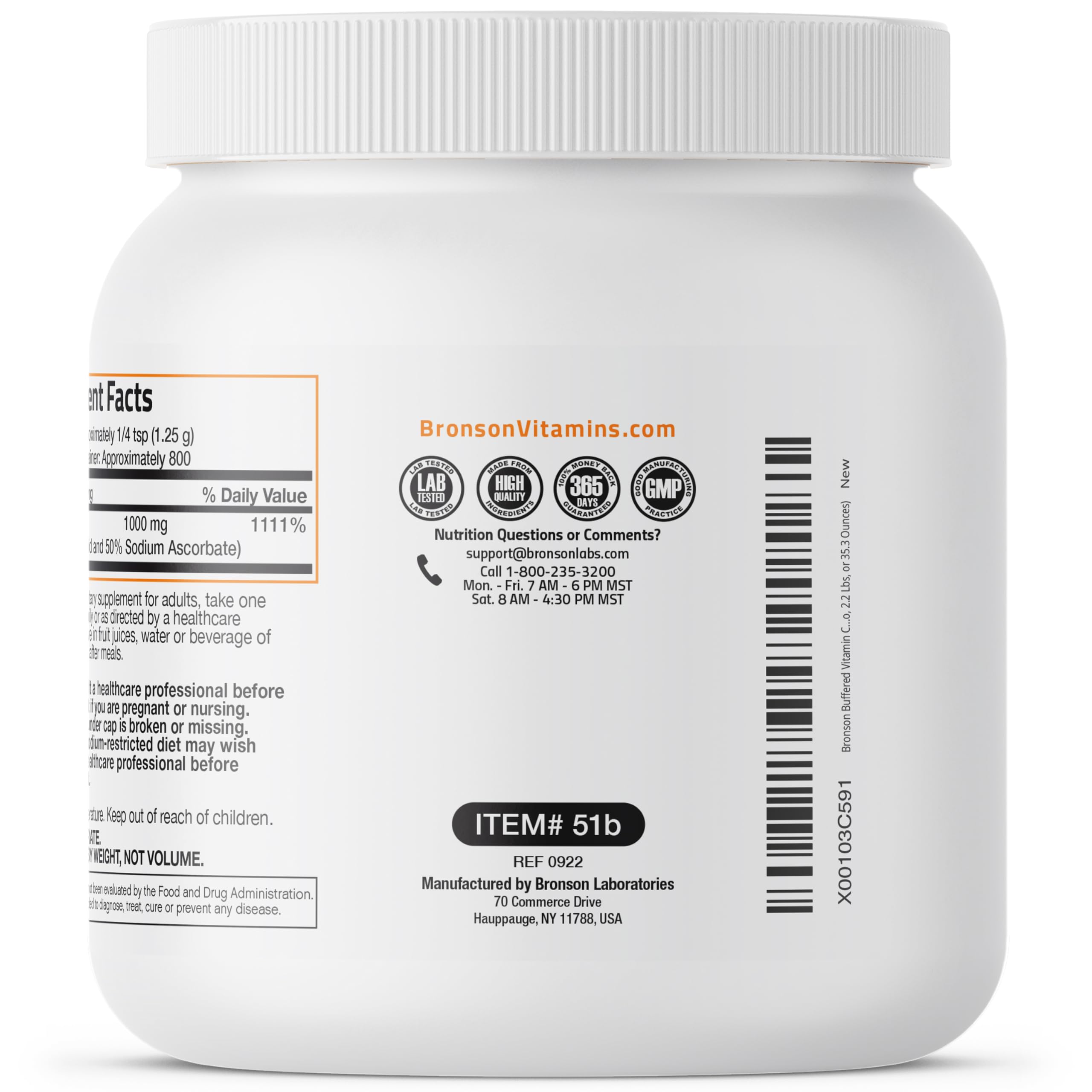 Lab cgmp certified facility badge for Bronson Vitamin C Powder