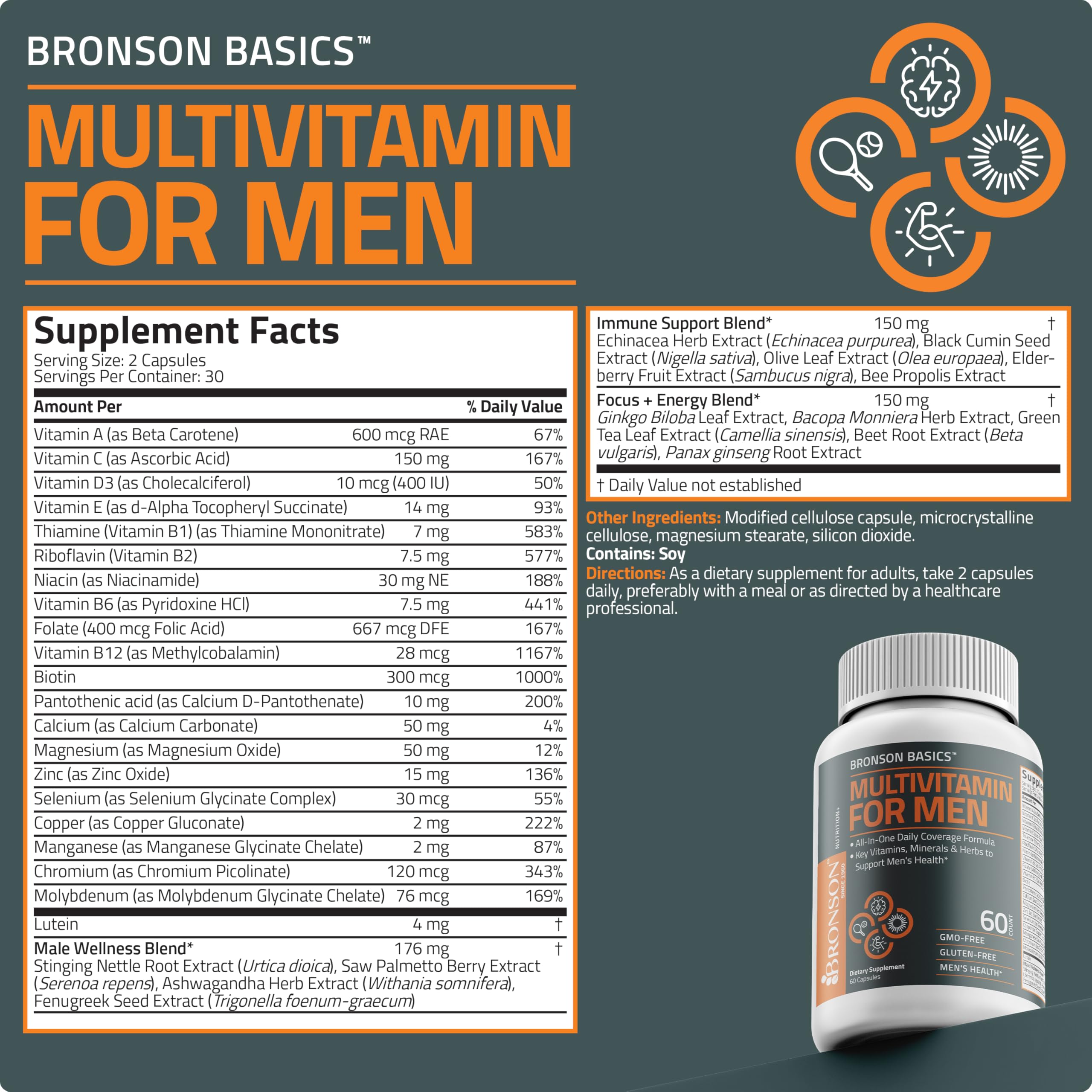 Bronson Vitamins packaging and trusted brand since 1960