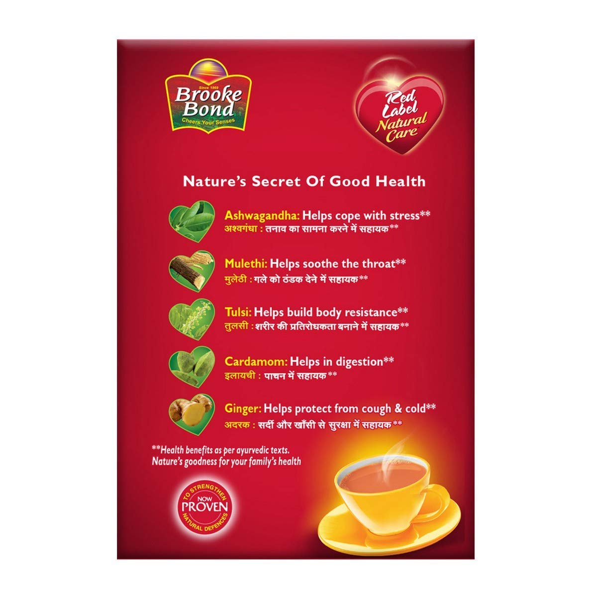 Close-up of Brooke Bond Red Label Natural Care tea bags
