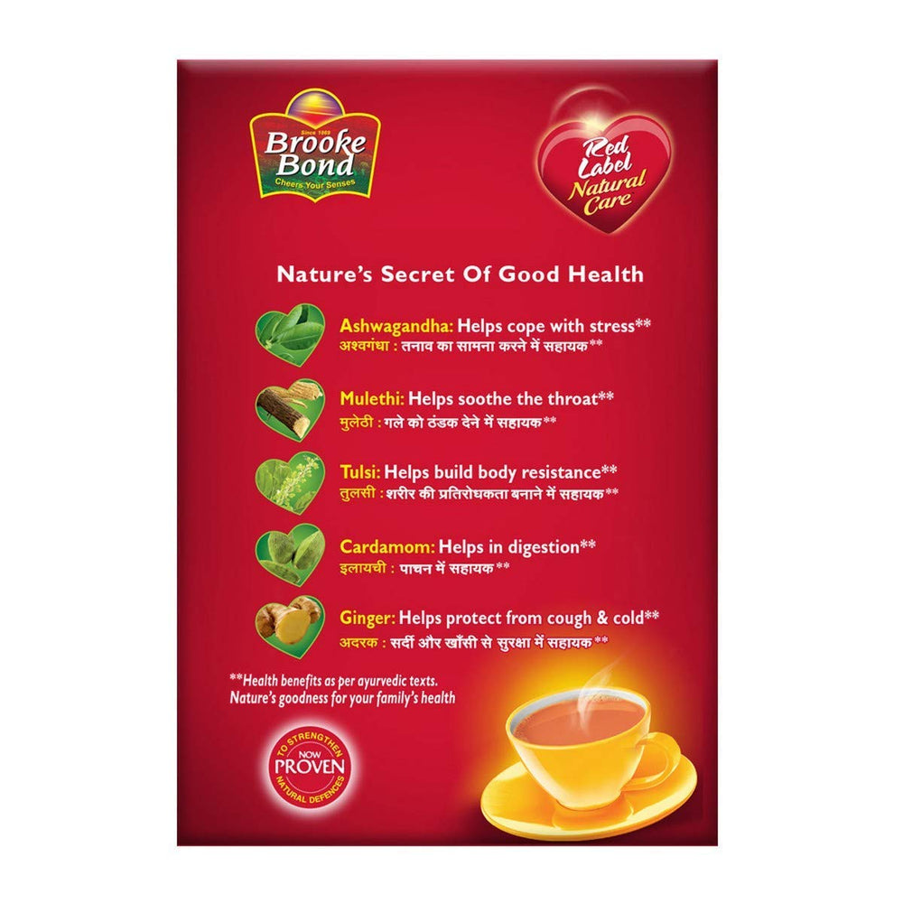 Close-up of Brooke Bond Red Label Natural Care tea bags