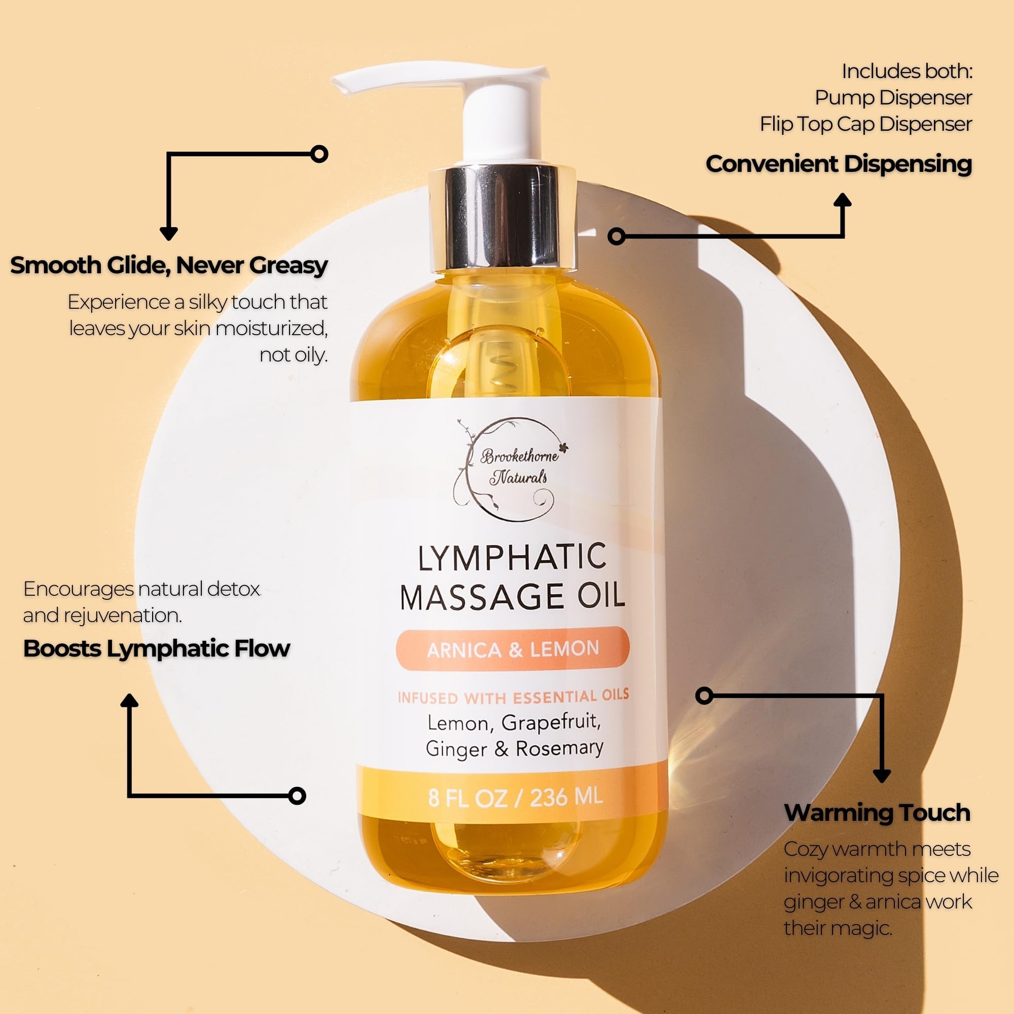 Citrus essential oils (Grapefruit, Cypress) with lymphatic massage oil