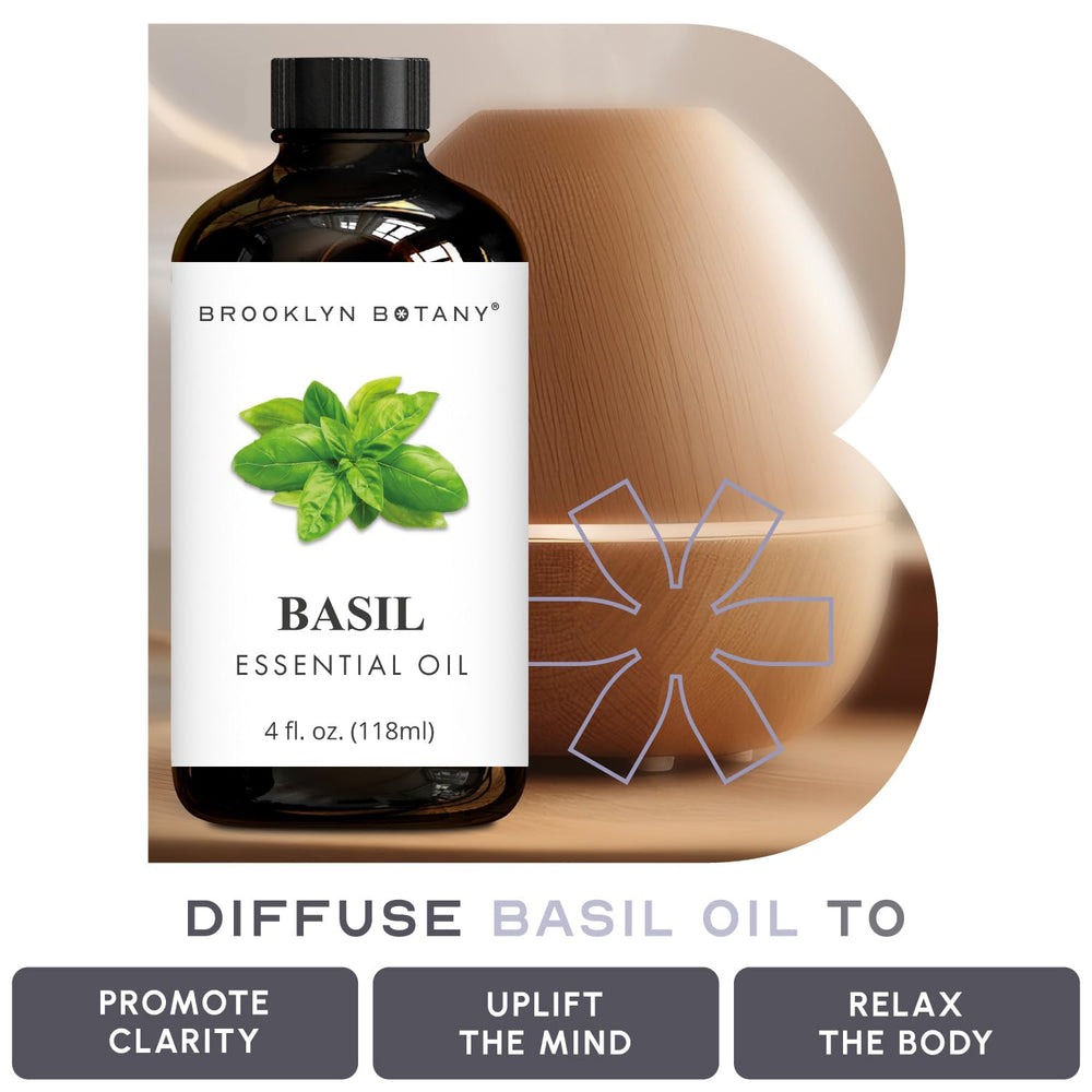Lab-tested potency label for Basil essential oil