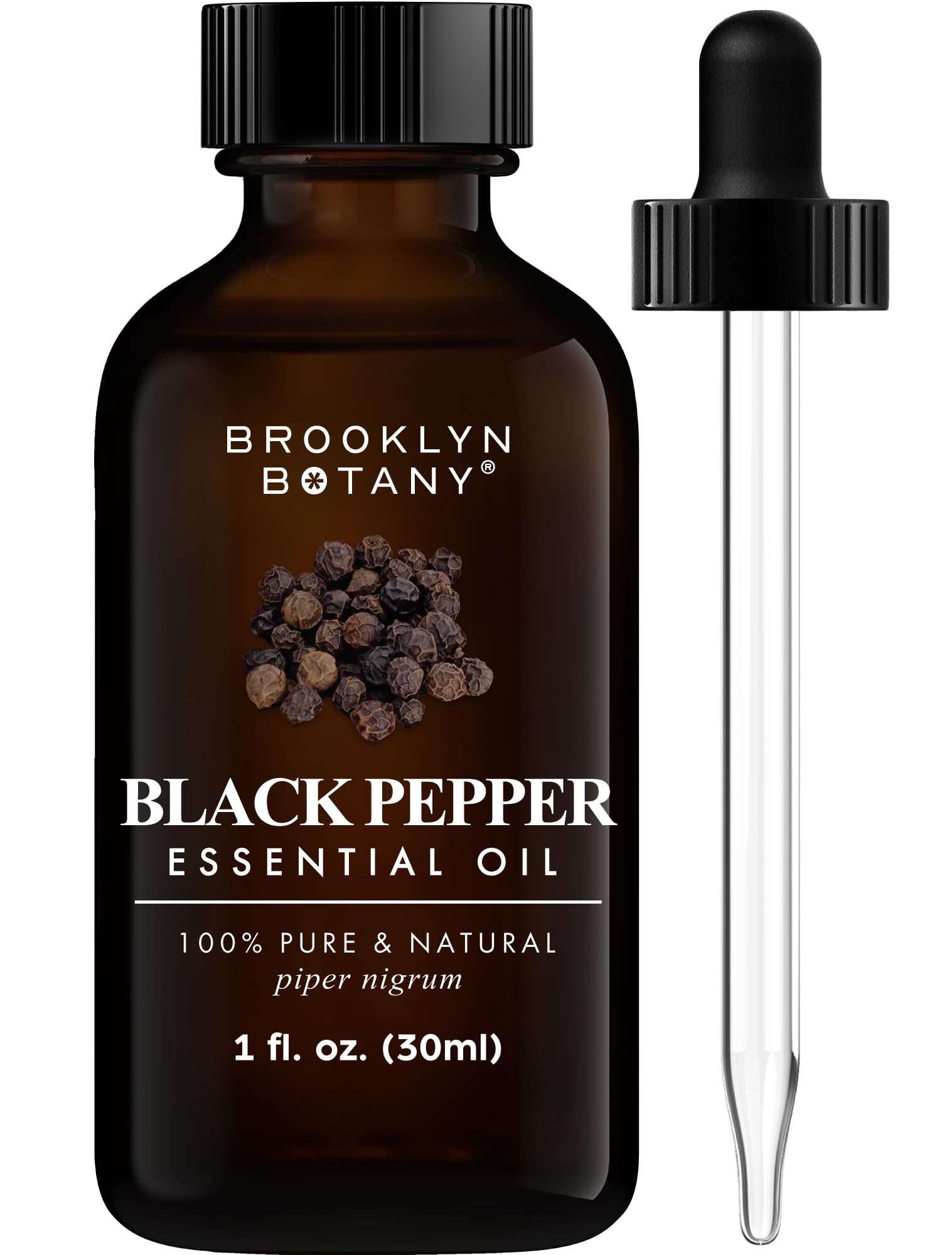 Brooklyn Botany Black Pepper Essential Oil 1 oz amber glass bottle