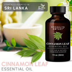 Cinnamon leaf essential oil bottle with label