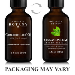 Therapeutic grade Cinnamon Leaf Essential Oil label on bottle