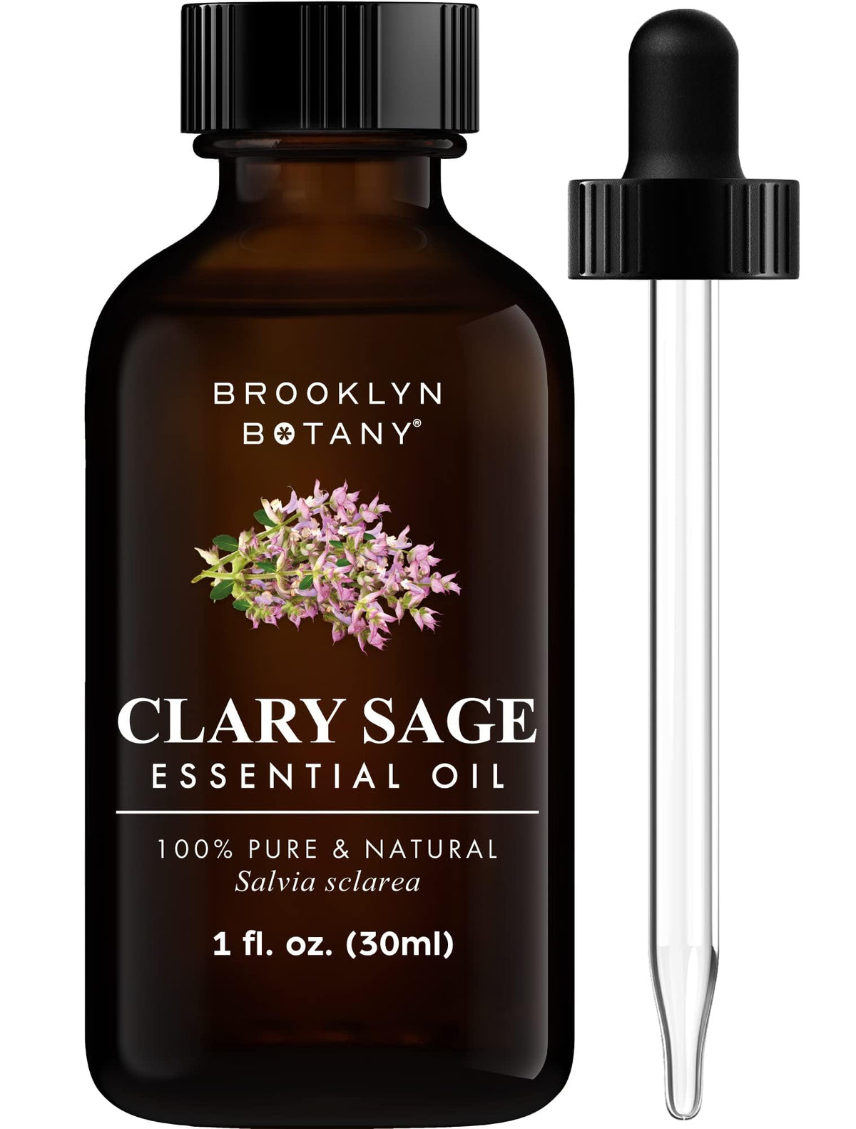 Brooklyn Botany Clary Sage Essential Oil 1 Oz bottle with dropper
