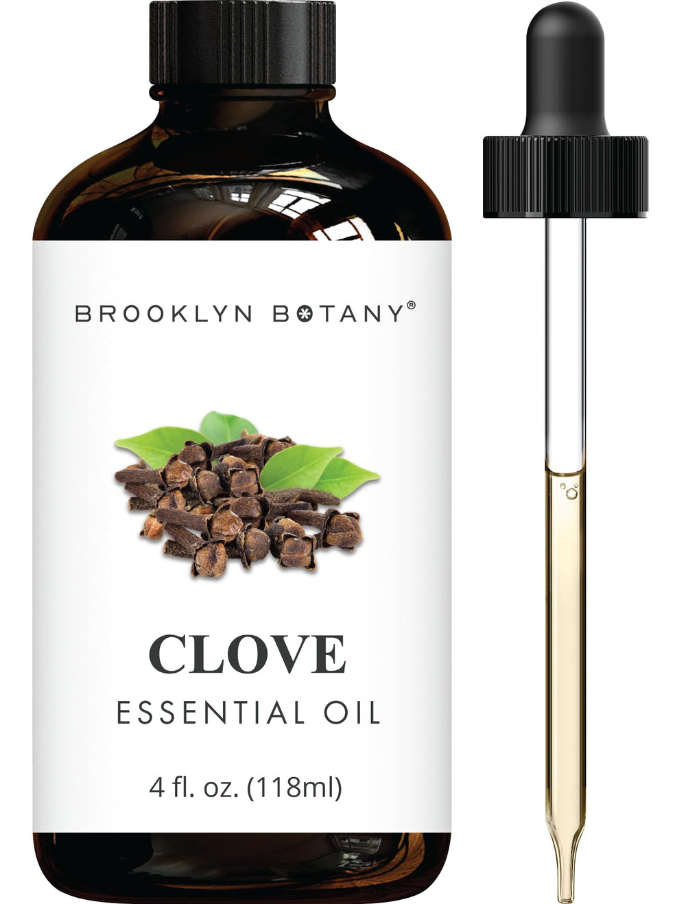 Brooklyn Botany Clove Essential Oil 4 oz amber glass bottle