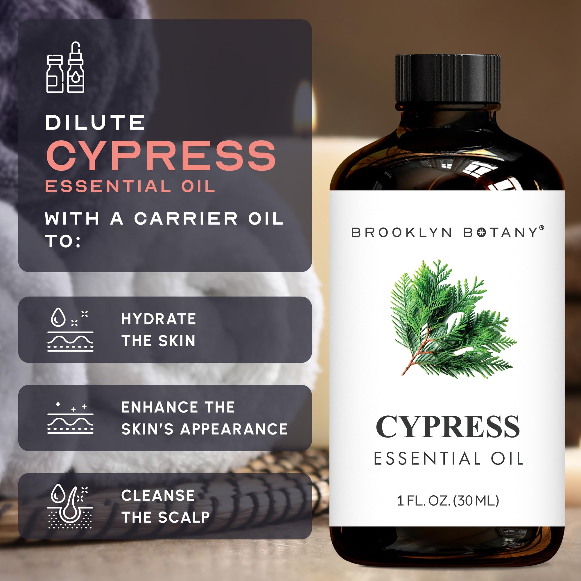 Cypress essential oil 1 fl oz bottle label