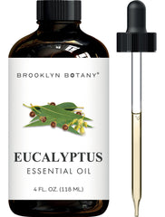 Brooklyn Botany Eucalyptus Essential Oil in 4 oz amber glass bottle with dropper