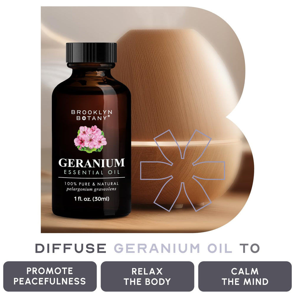 Aromatherapy setup with Brooklyn Botany Geranium Oil