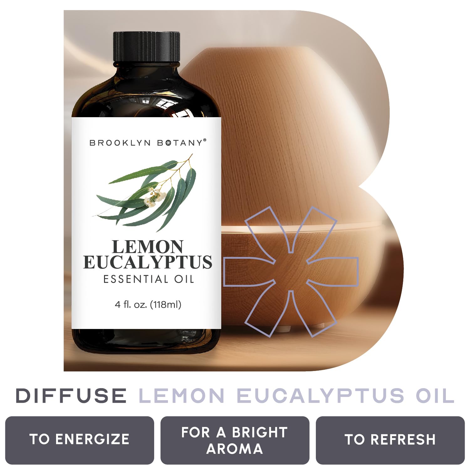 Aromatherapy diffuser setup with Lemon Eucalyptus oil