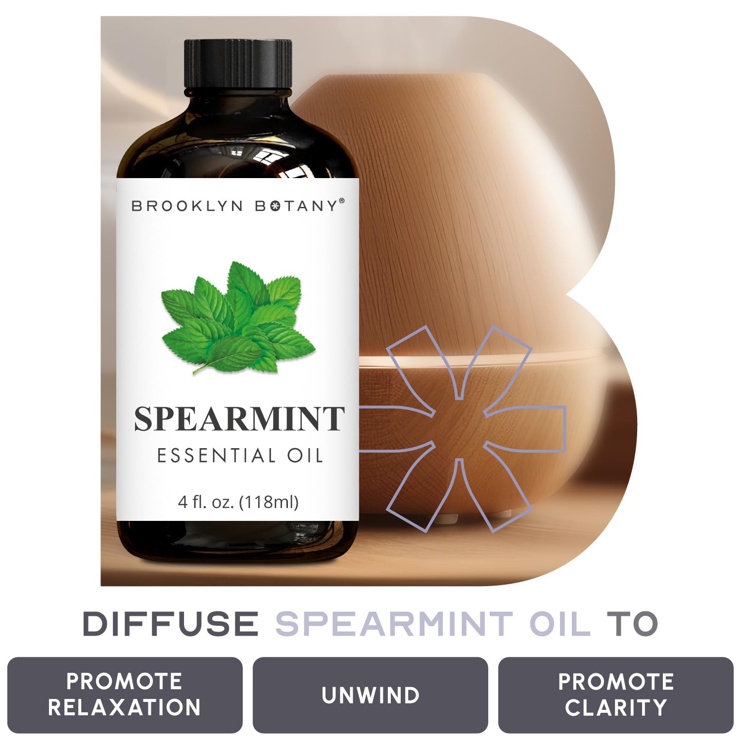 Lab-tested premium spearmint essential oil label