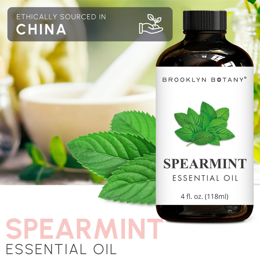 Spearmint essential oil used in a diffuser for aromatherapy