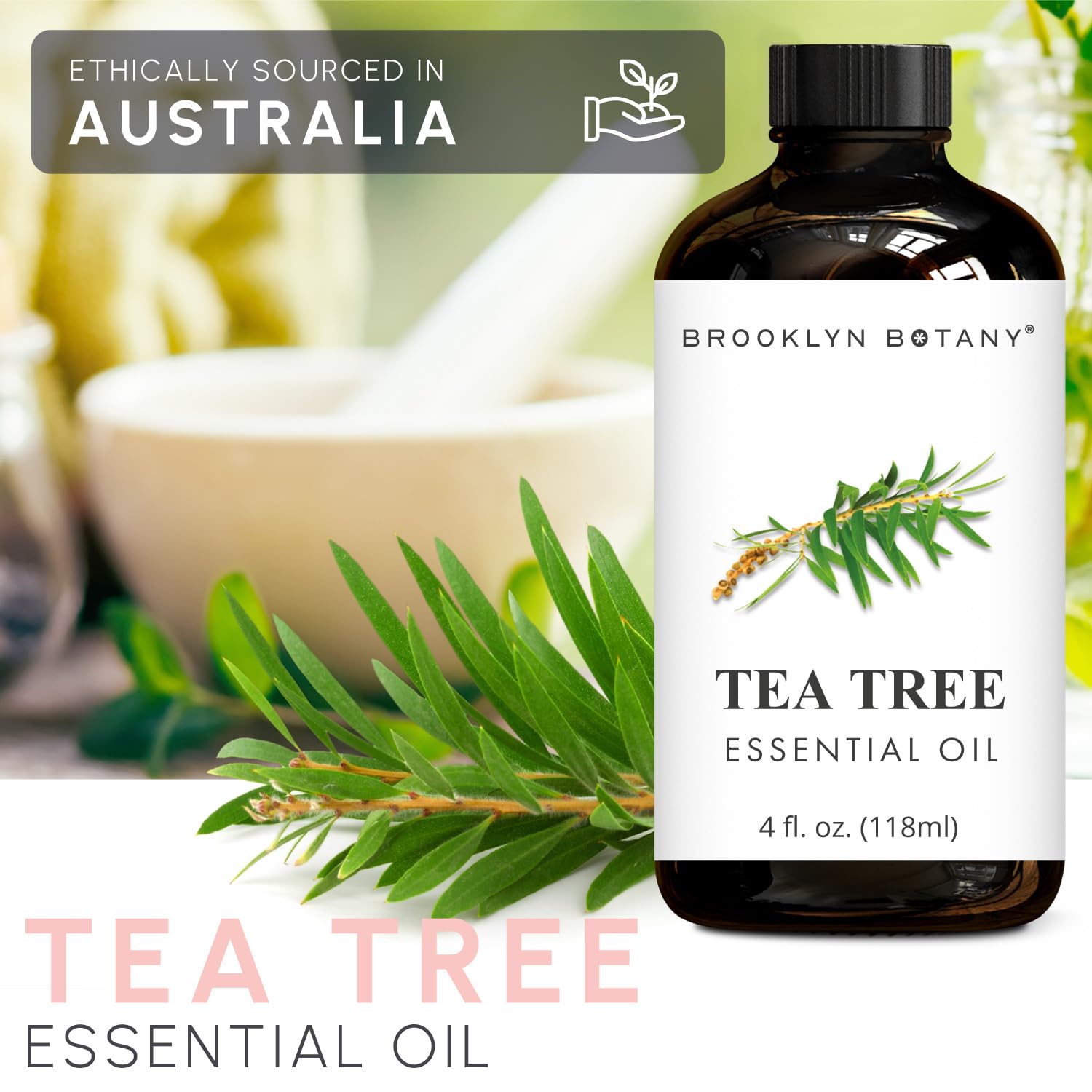 Dropper included for Brooklyn Botany Tea Tree Oil bottle