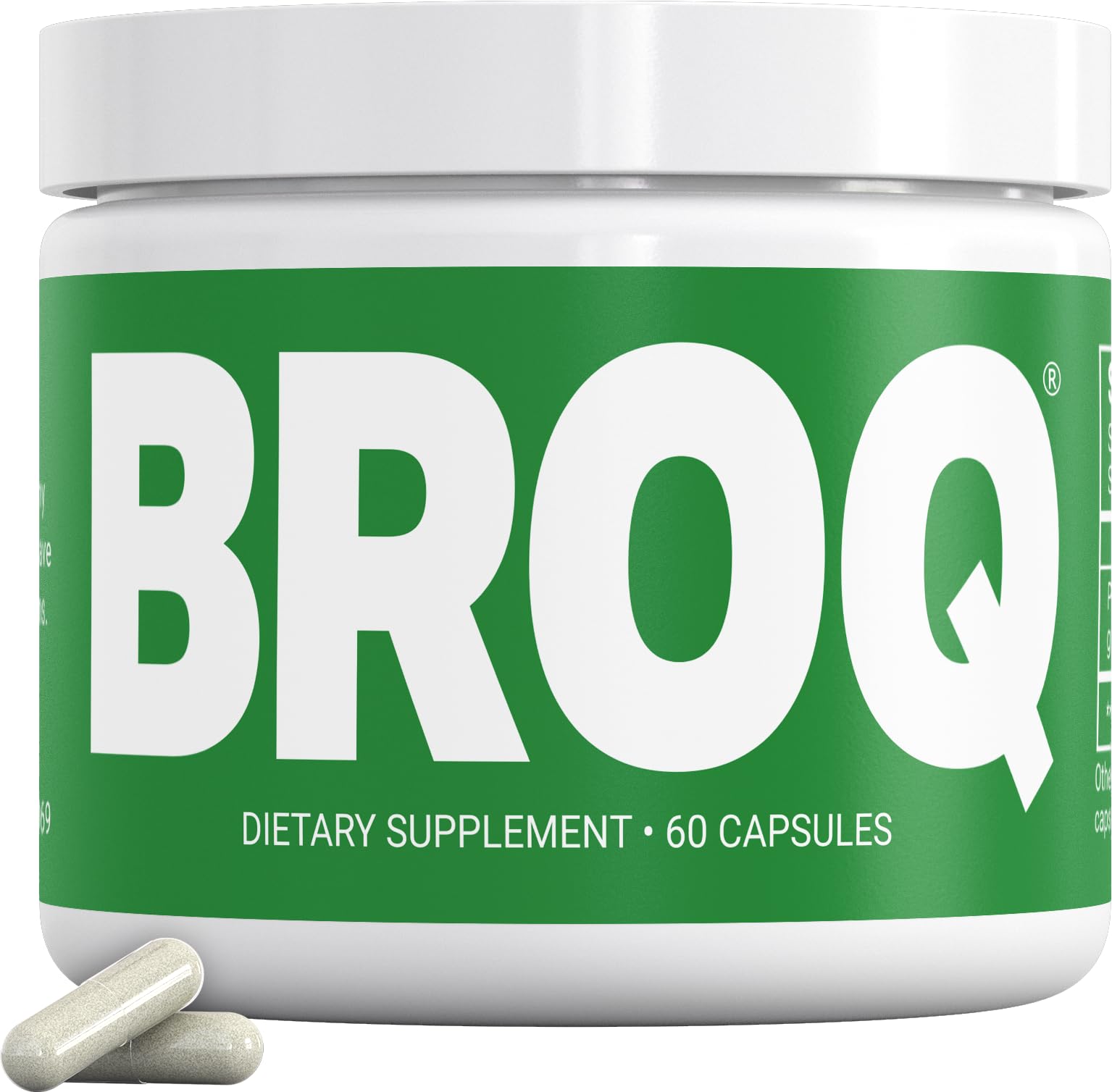 BROQ 2X Sulforaphane capsules close-up showing potency