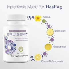 BruiseMD packaging label indicating vegan and USA-made attributes