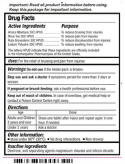 Bruises and swelling relief concept with Arnica