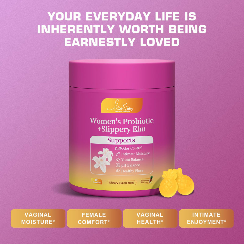 Lifestyle image of daily routine with two gummies for feminine health