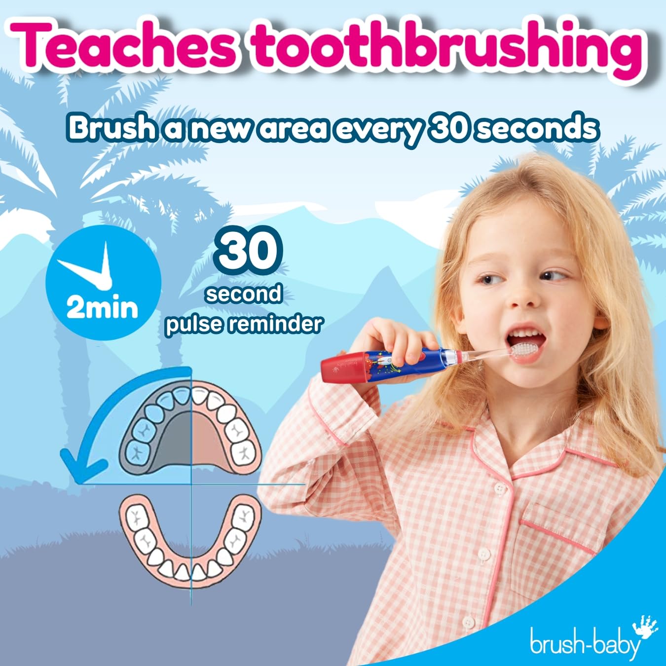 30-second brushing reminders on KidzSonic toothbrush