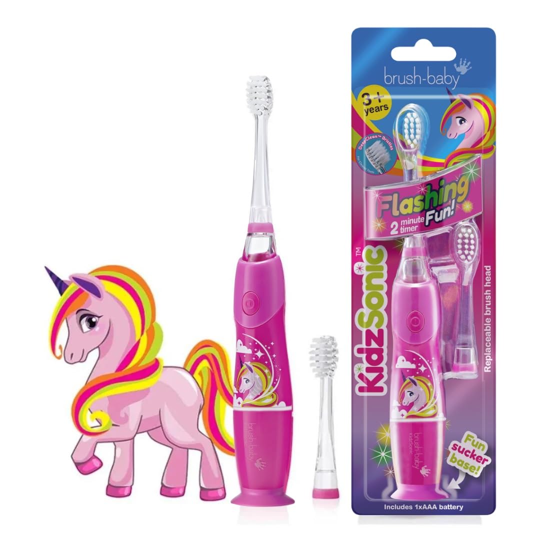 KidzSonic Unicorn toothbrush front view for kids 3+