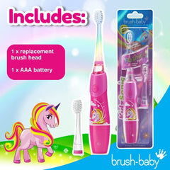 Unicorn flashing lights display on the KidzSonic toothbrush