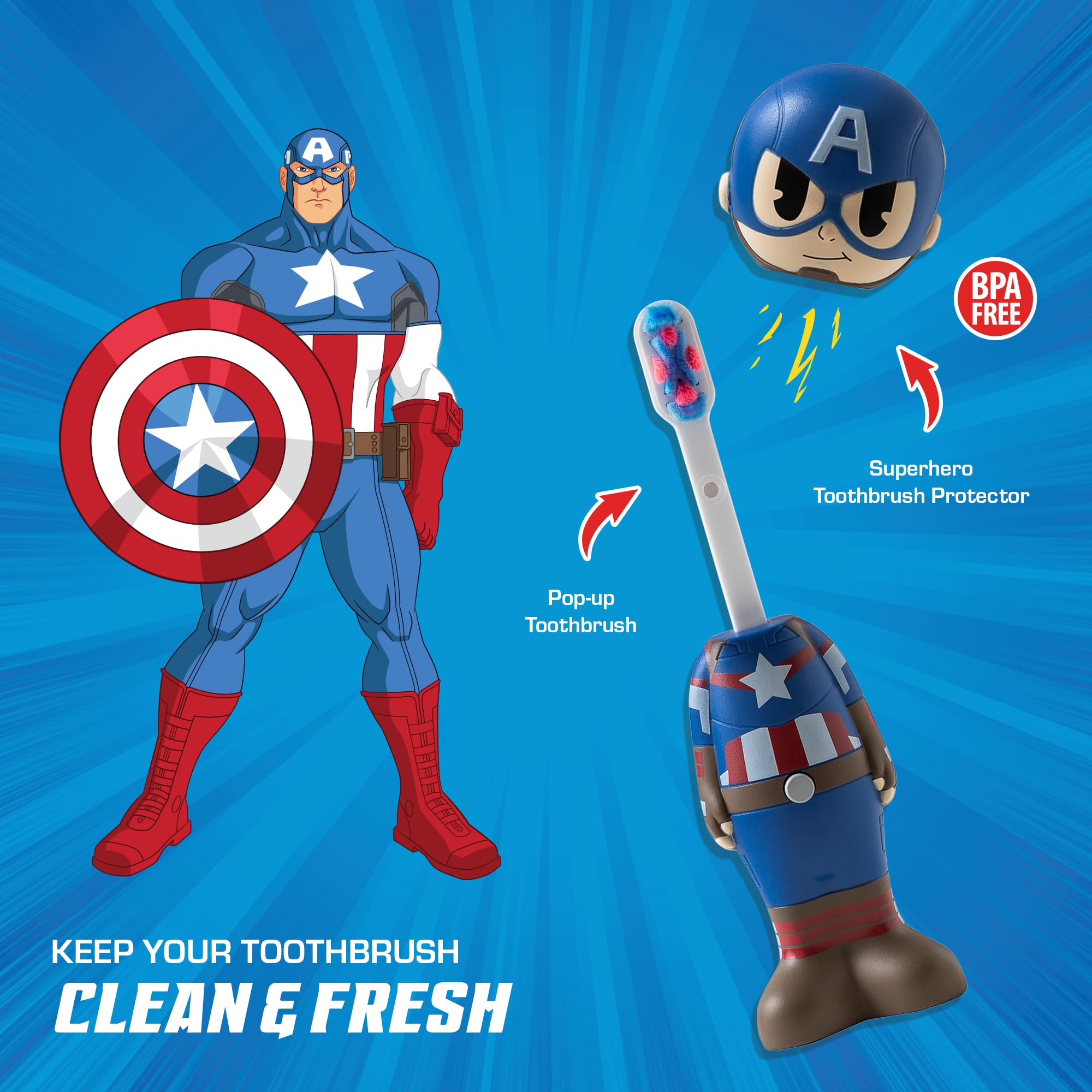 Captain America kids toothbrush back view