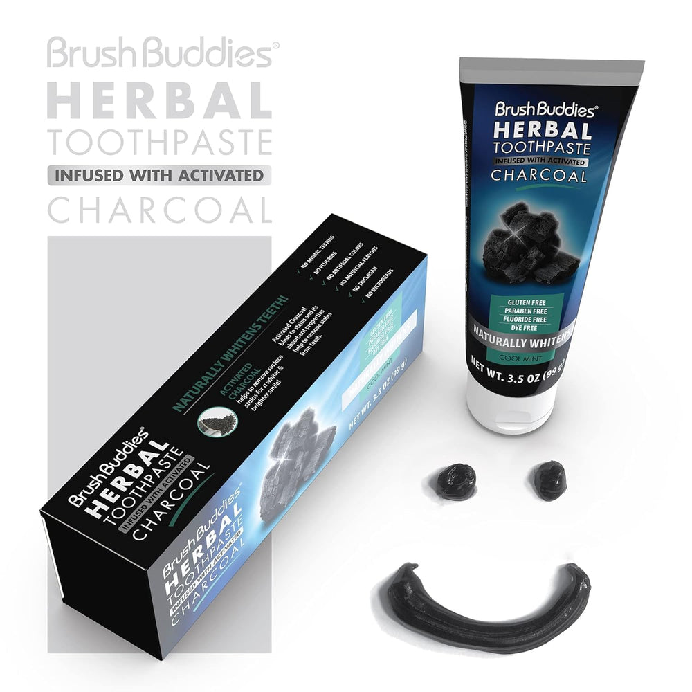 Activated charcoal whitening action visual for toothpaste