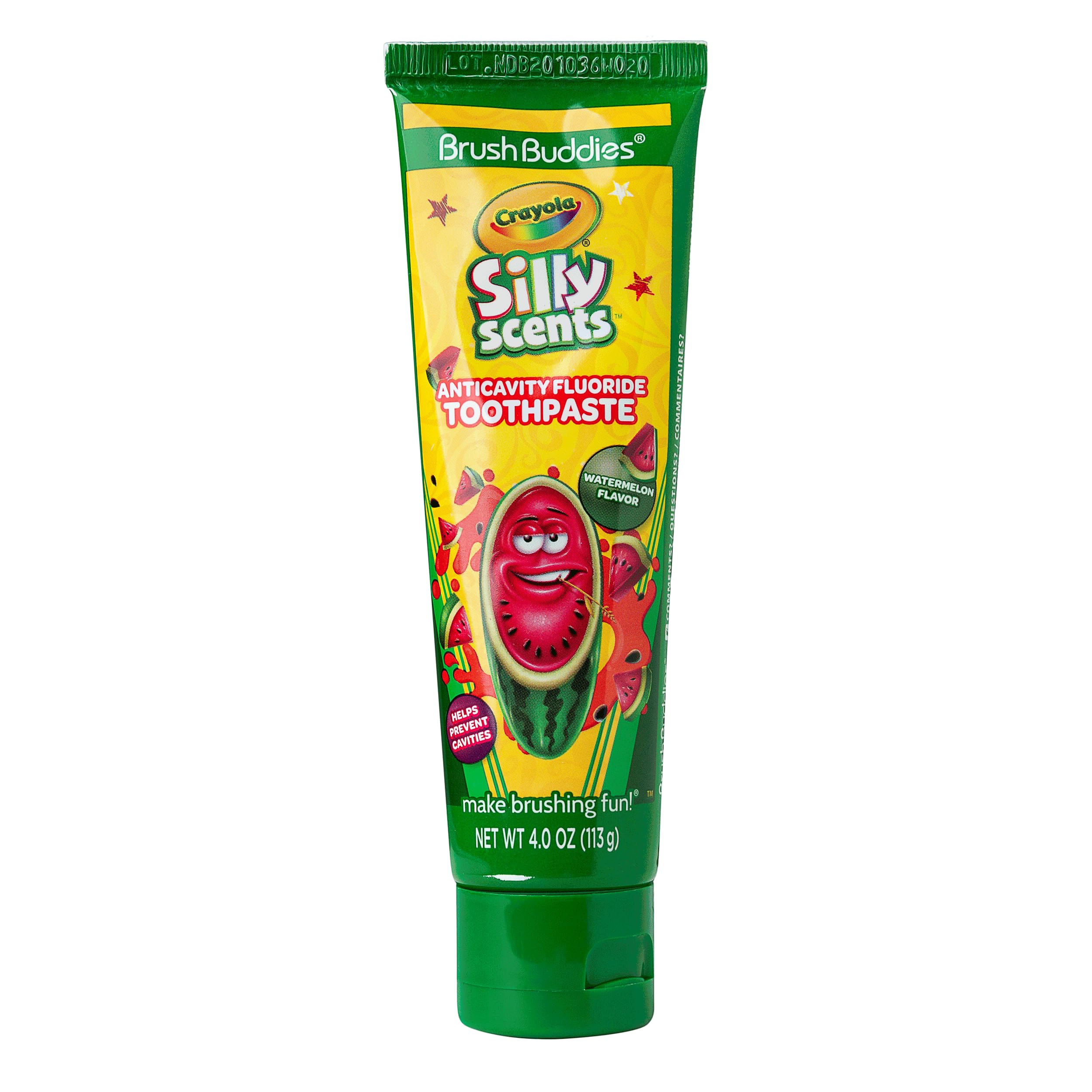 Child brushing with watermelon flavored toothpaste for kids aged 2 and up