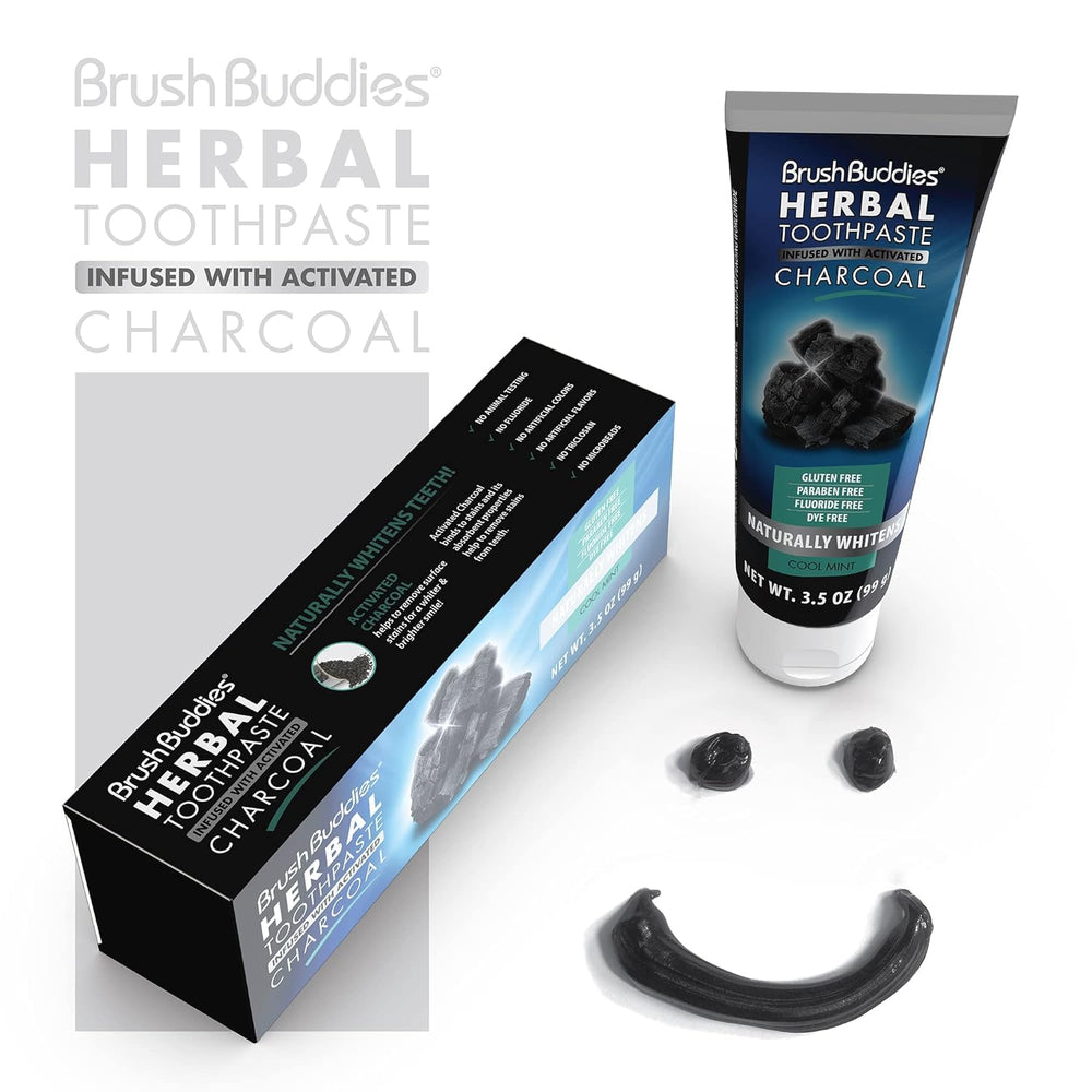 Brush Buddies Herbal Charcoal Toothpaste 6-pack packaging