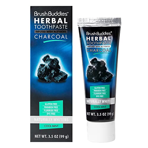 Six tubes of Brush Buddies Herbal Charcoal Toothpaste 3.5 oz
