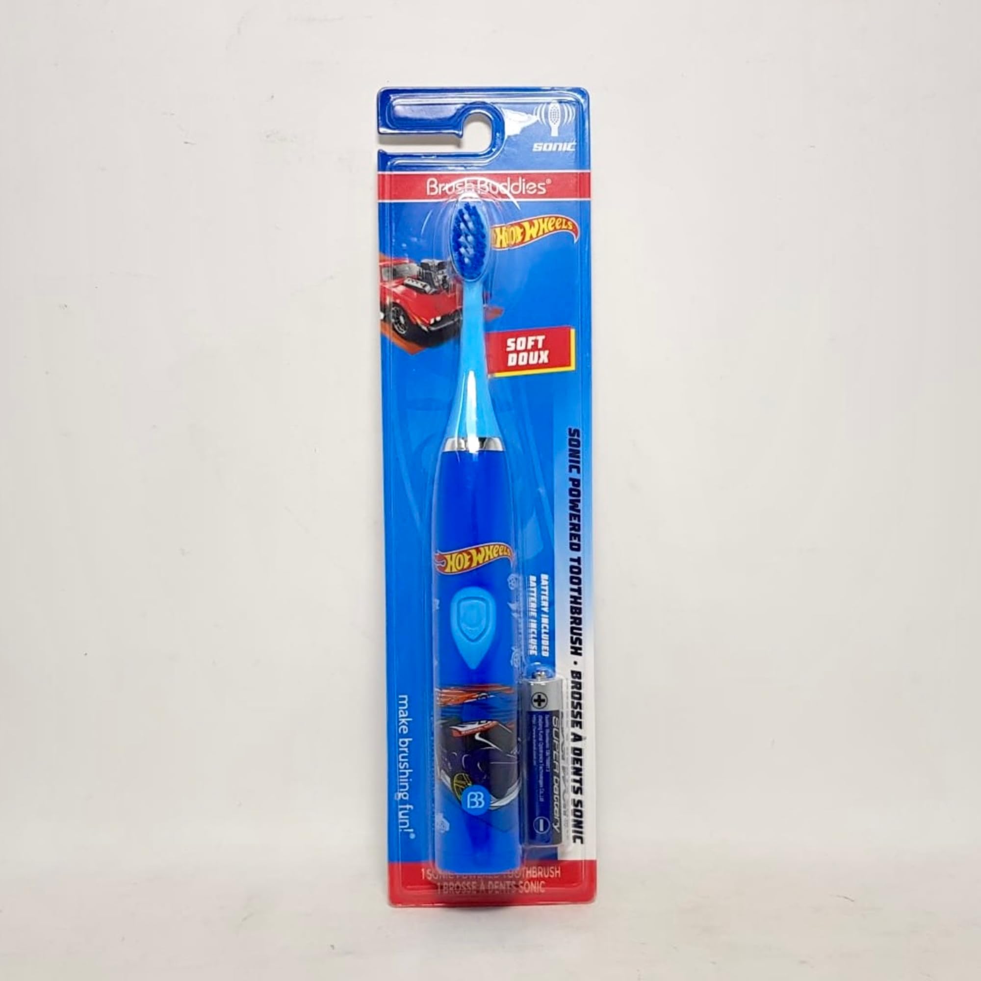 Travel-friendly blue Hot Wheels toothbrush for kids