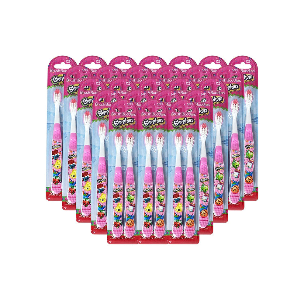 Packaging view of the Brush Buddies Shopkins toothbrush set